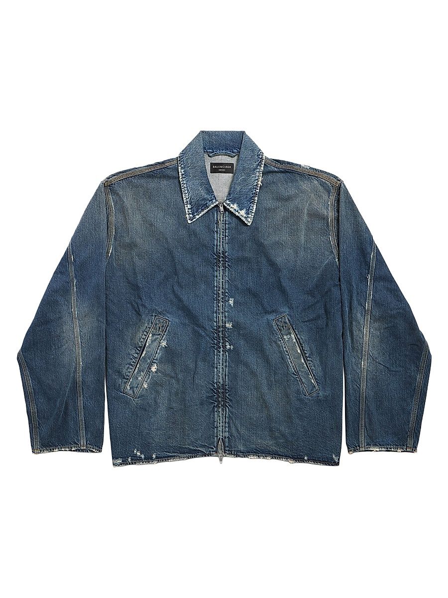 Men's Zip-Up Denim Jacket - Blue - Size XS