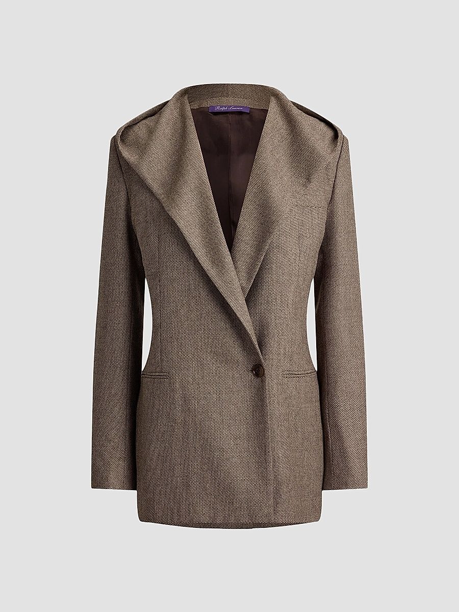 Women's Stassie Birdseye Tweed Hooded Blazer - Taupe Multi - Size 8
