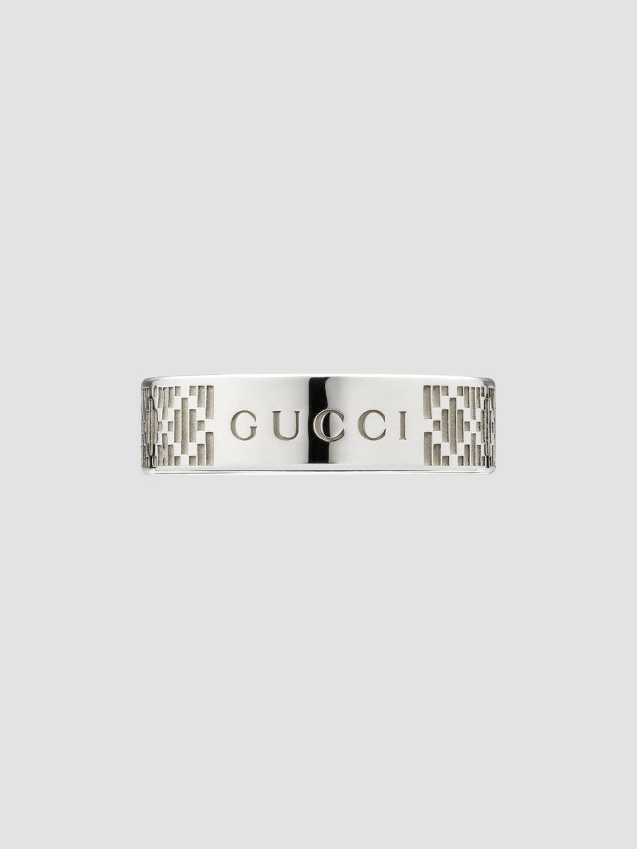 Gucci Men's Gucci Diamante Sterling Silver Band Ring - Silver - Size 8