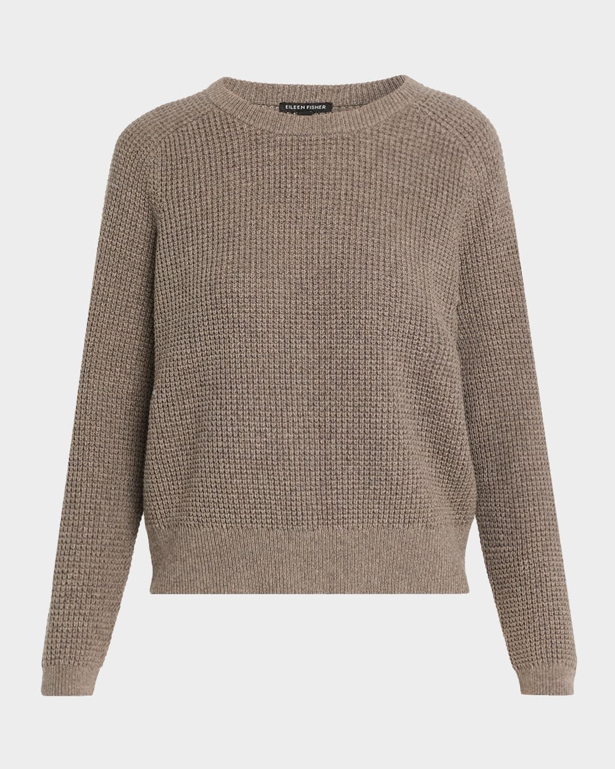 Crewneck Cotton-Cashmere Thermal Knit Top
