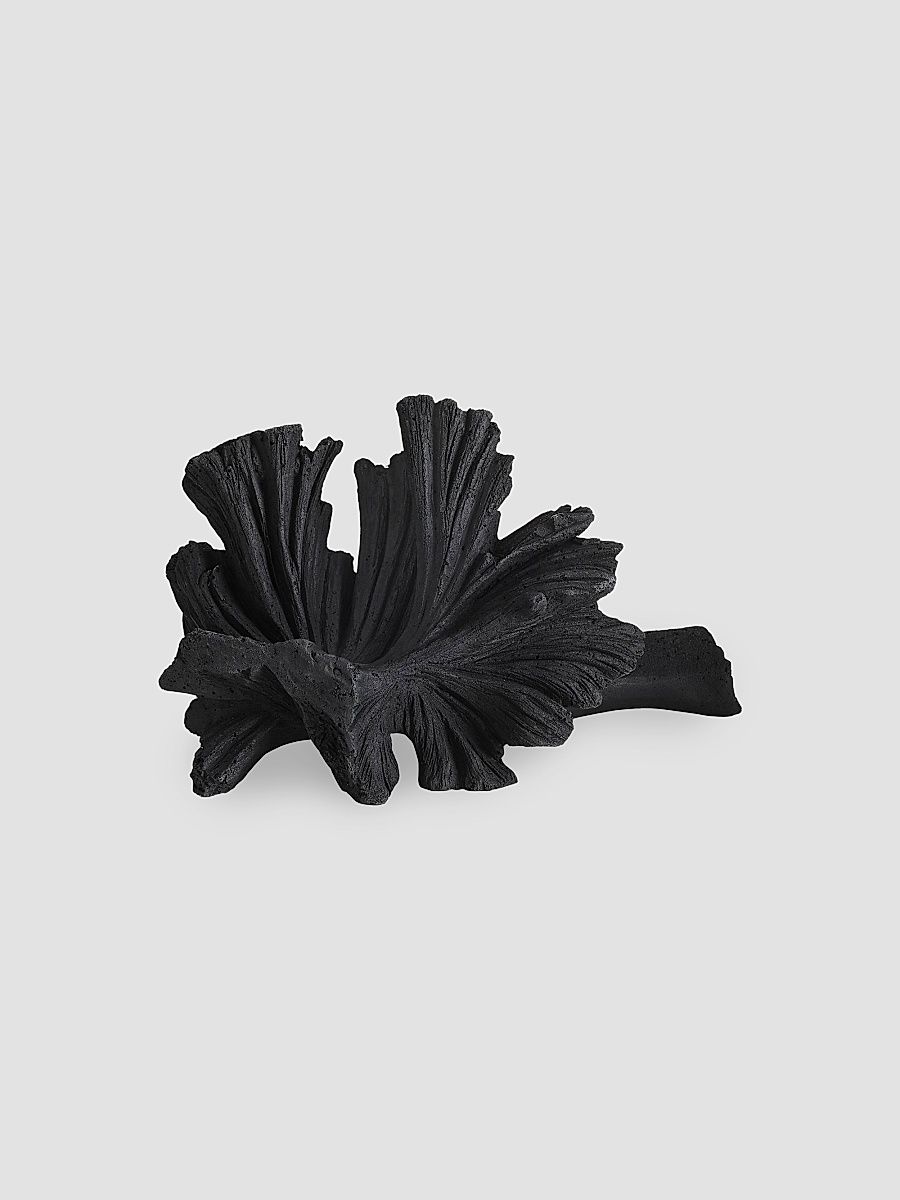 Luca Lava Stone Mushroom Sculpture - Black