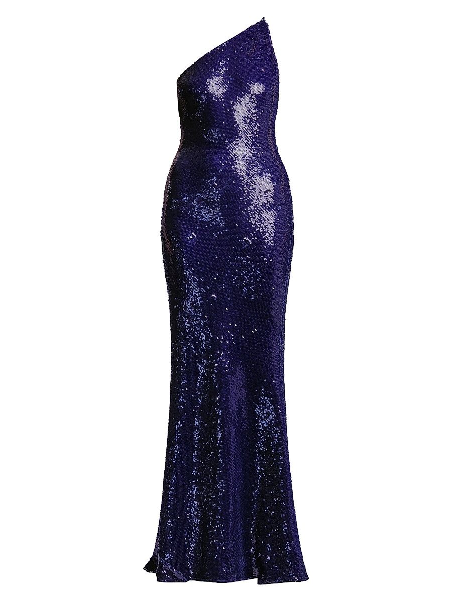 Women's Estelle Sequined One-Shoulder Gown - Ultra Violet - Size 14