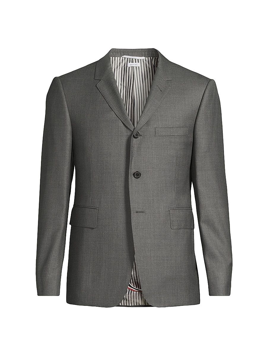 Men's Classic Wool Super 120S Wool Sport Jacket - Grey - Size Large
