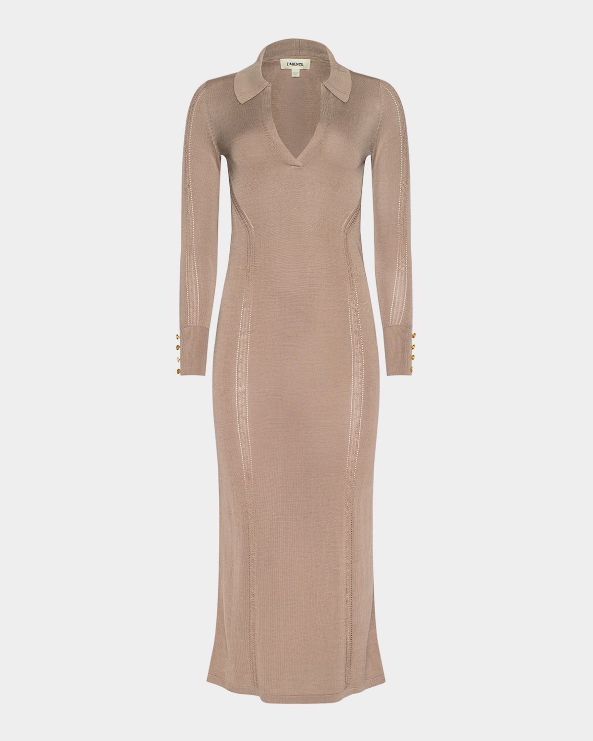 Delma Collared Knit Midi Dress