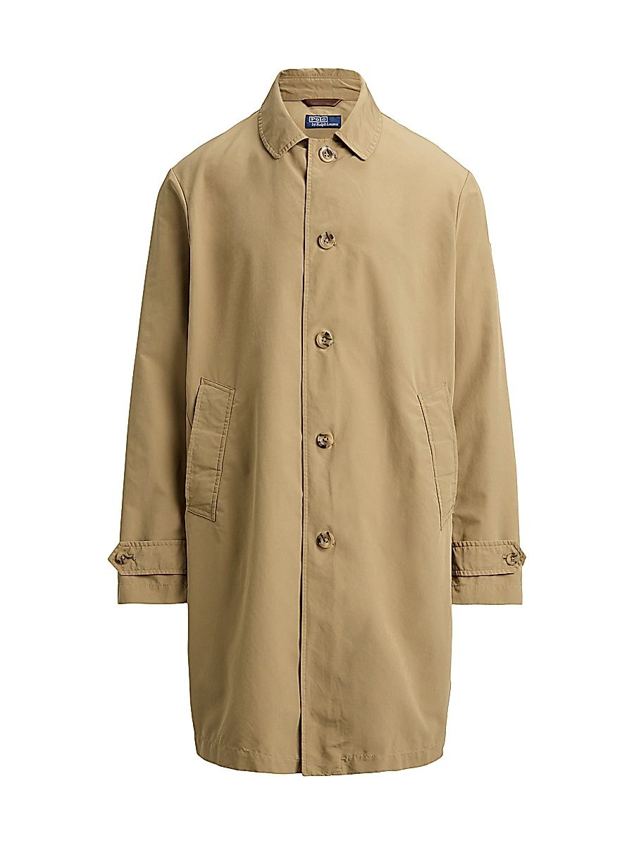 Men's Single-Breasted Car Coat - Khaki - Size XXL