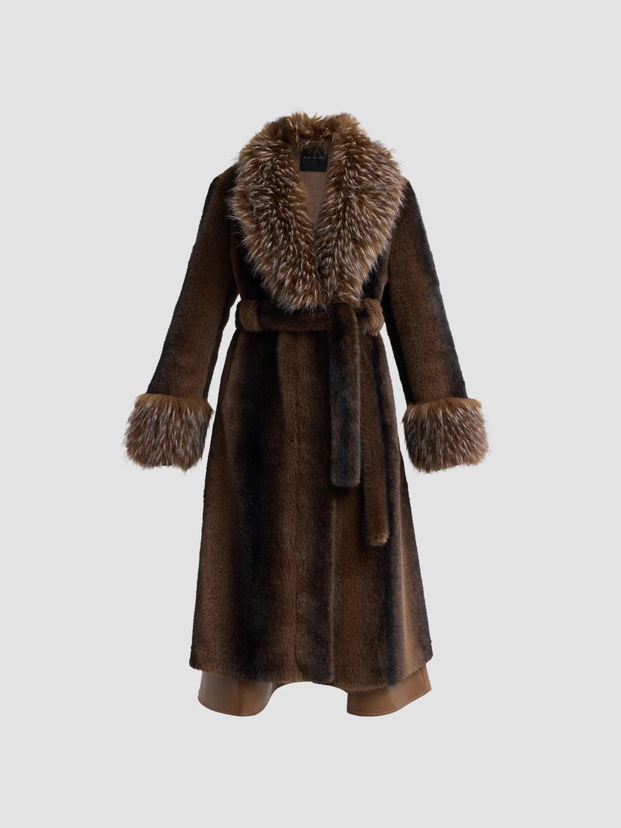Elie Tahari Women's The Speckled Jones Faux-Fur Coat - Frosted Chocolate - Size XS