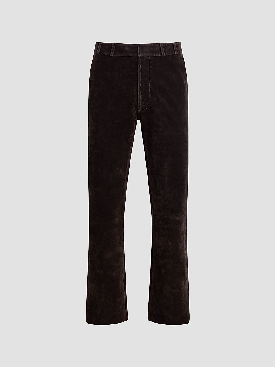 Men's Walker Faux-Suede Trousers - Dark Brown - Size 40