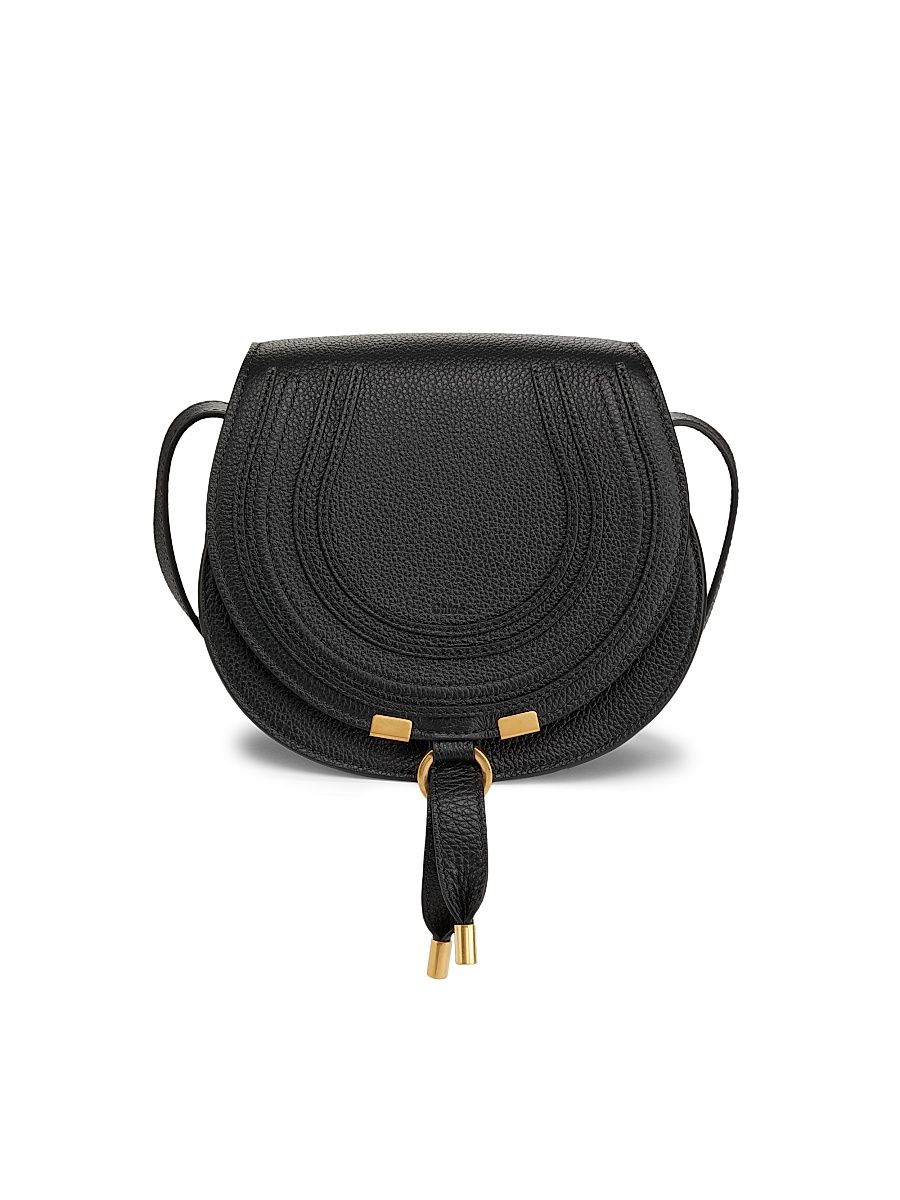Women's Mini Marcie Leather Saddle Bag - Black