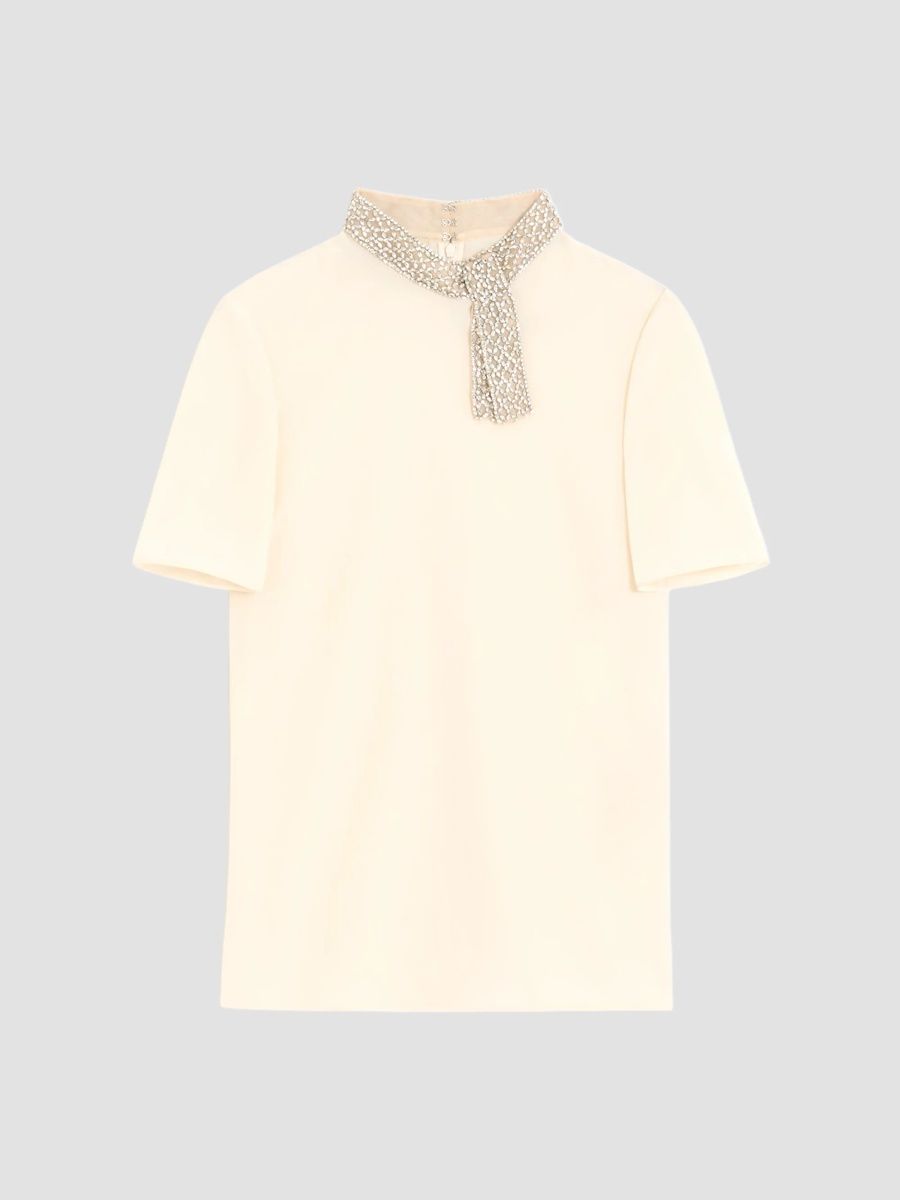 Valentino Women's Embroidered Crepe De Chine Top - Coral - Size 10
