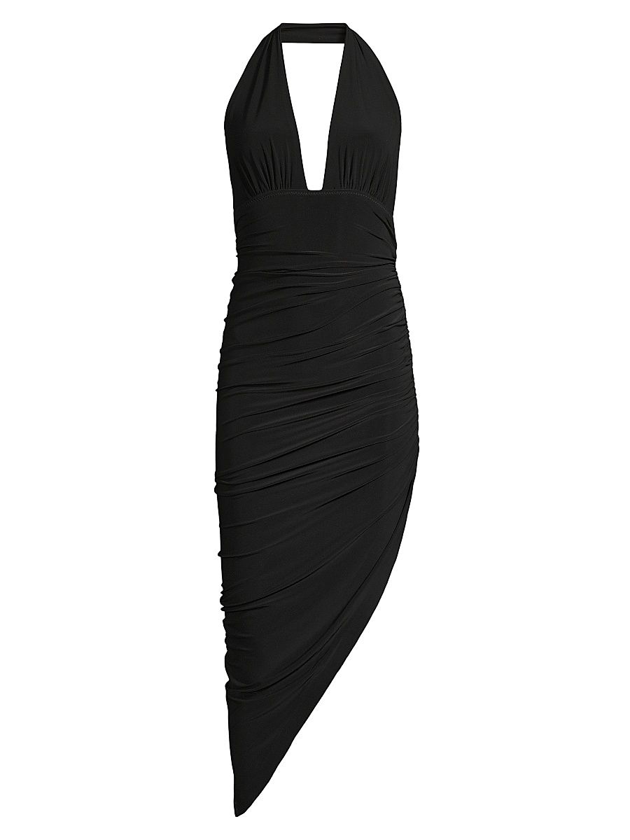 Women's Asymmetric Halter Dress - Black - Size XL