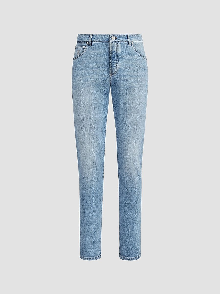 Men's Comfort Denim Five-Pocket Jeans - Light Denim - Size 50