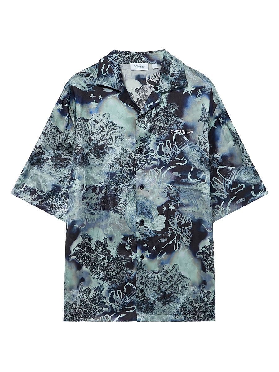 Men's Land & Sky Printed Camp Shirt - Multi Blue - Size 44