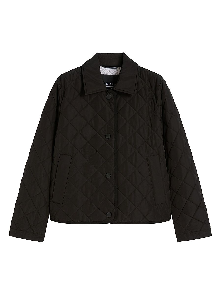 Women's Short Padded Jacket in Water Repellent Fabric - Black - Size 16