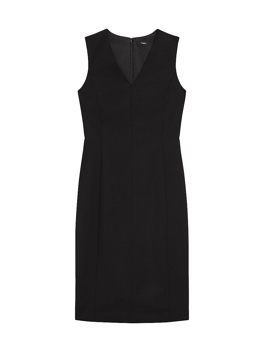 Women's Slim V-Neck Midi-Dress - Black - Size 0