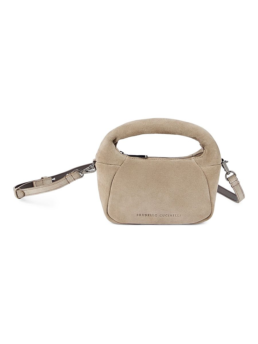 Women's Duo Mini Top Handle Bag in Suede - Beige