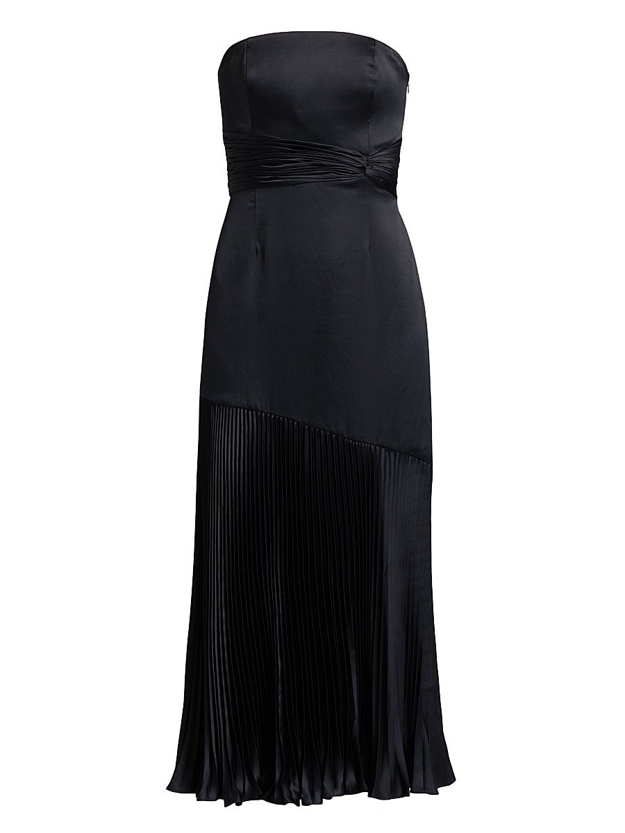 Women's Milly Strapless Pleated Maxi Dress - Navy - Size 6