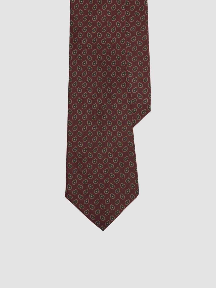 Ralph Lauren Purple Label Men's Micro-Paisley Silk Tie - Bordeaux
