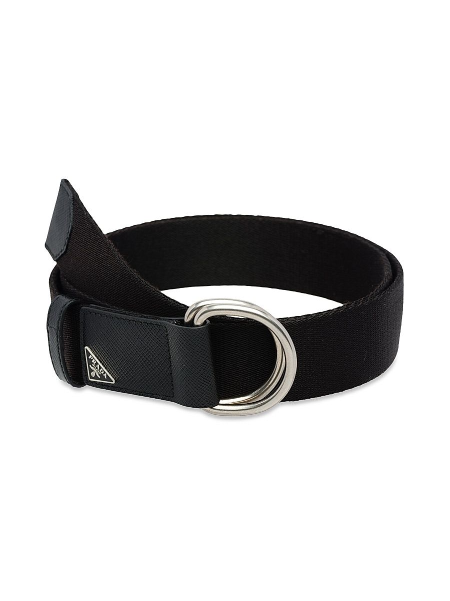 Men's Woven Nylon Belt - Black - Size 34