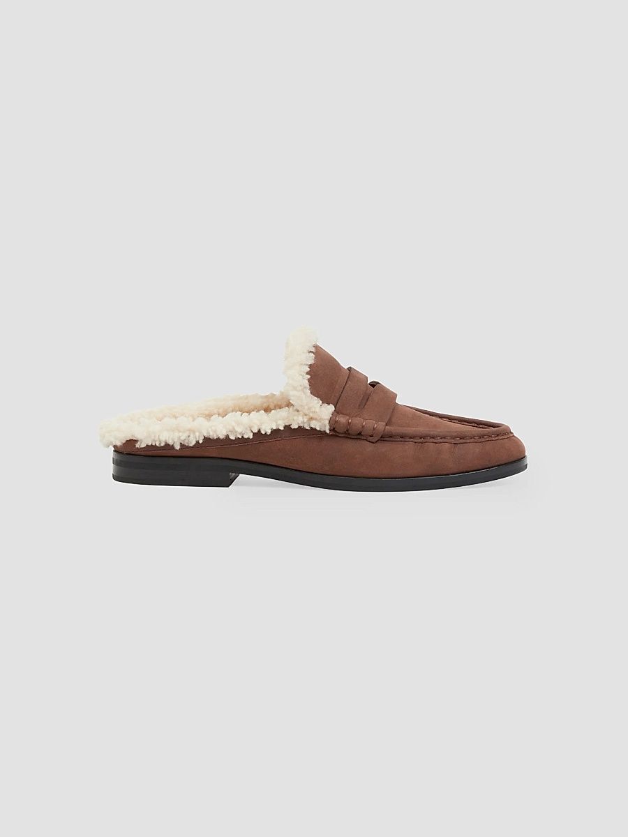 Women's Dean Shearling-Lined Loafer Mules - Cacao Ecru - Size 11