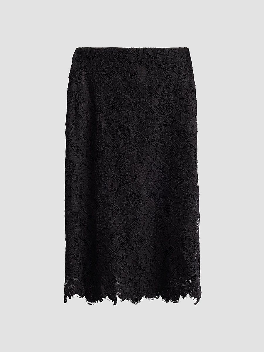 Women's Simone Corded Lace Midi Skirt - Black - Size 12