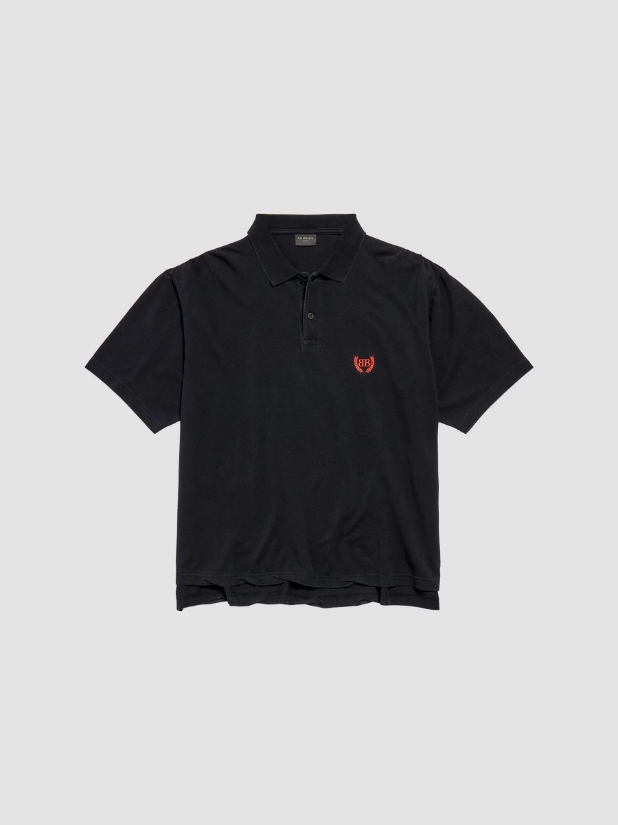 Balenciaga Men's Laurel Classic Short Sleeve Regular Polo Shirt - Faded Black - Size XS