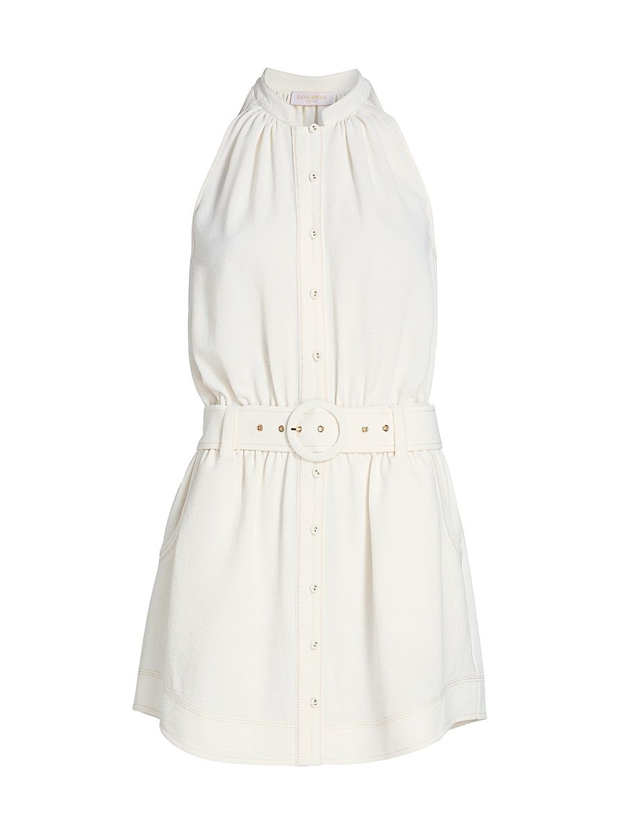 Women's Mavi Tie-Waist A-Line Minidress - Ivory - Size XL