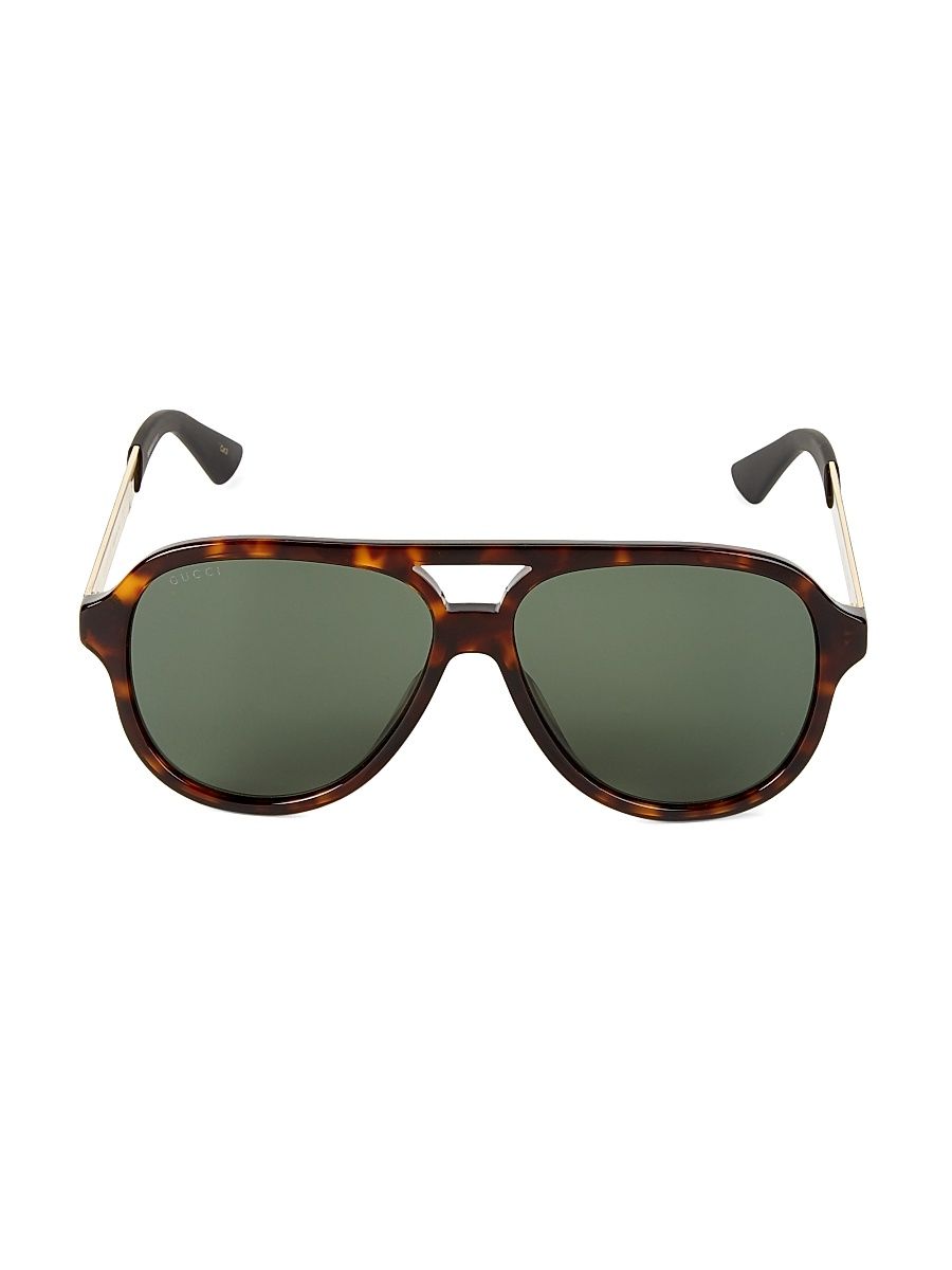 Men's 59MM Aviator Sunglasses - Havana