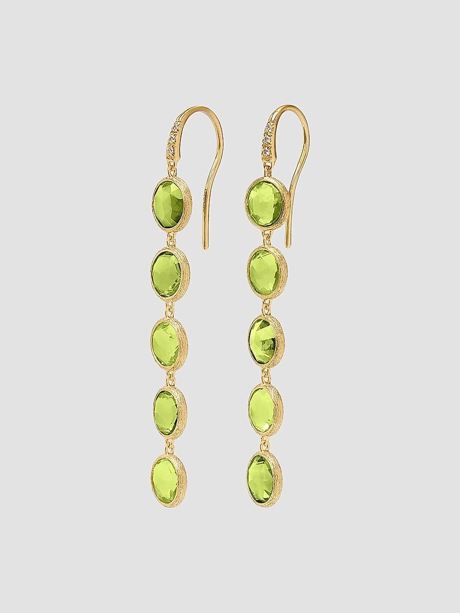 Marco Bicego Women's Jaipur Color 18K Yellow Gold, 0.03 TCW Diamond & Peridot Drop Earrings - Yellow Gold