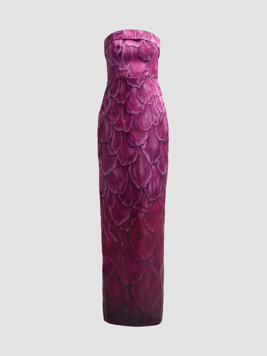 Theia Women's Cleo Ombré Petal-Print Strapless Column Gown - Petal Obscura - Size 16