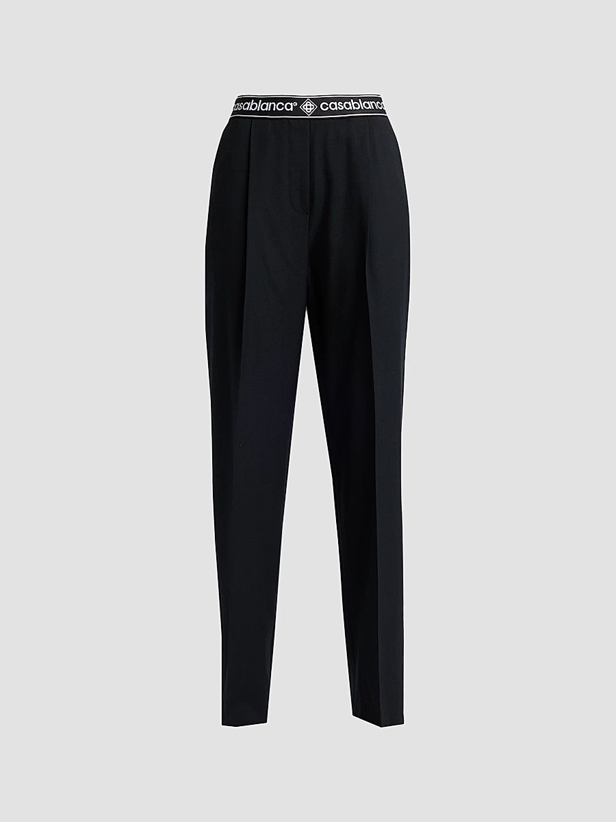 Women's Wool Relaxed Trousers - Black - Size 12