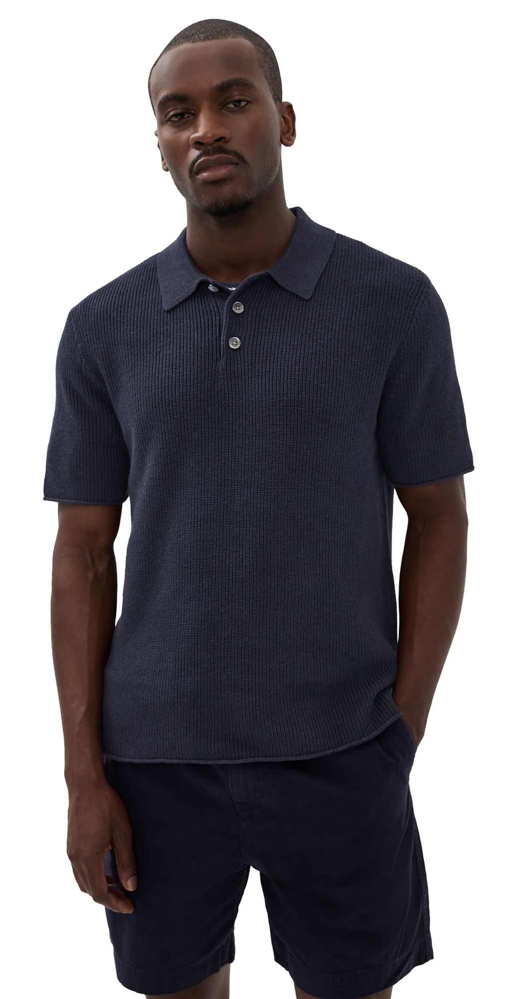 Alex Mill Eastwood Polo In Cotton Linen Dark Navy XL