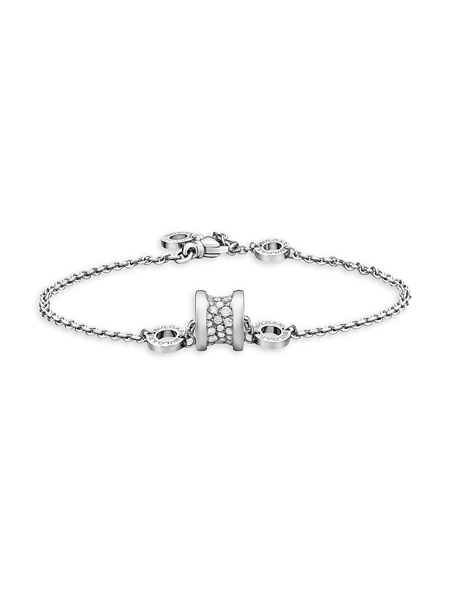Women's B. zero1 18K White Gold & Diamond Bracelet - White Gold - Size Medium