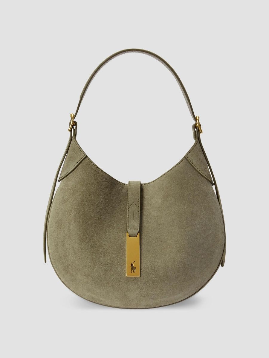 Polo Ralph Lauren Women's ID Suede Small Shoulder Bag - Light Olive