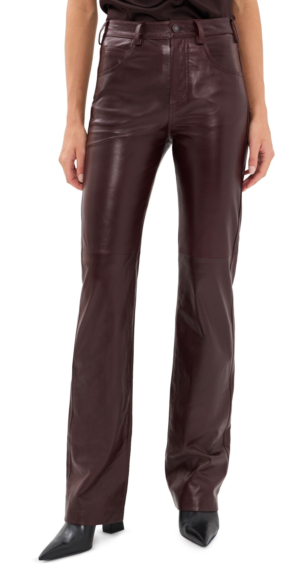 Nili Lotan Joan Leather Pants Merlot 0