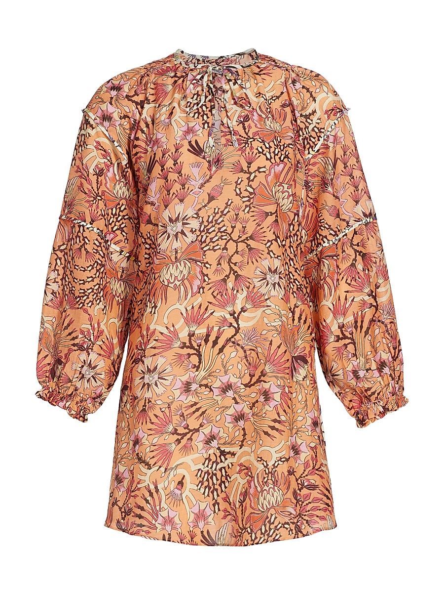 Women's Humahuaca Karly Lace-Up Minidress - Orange Print - Size Large