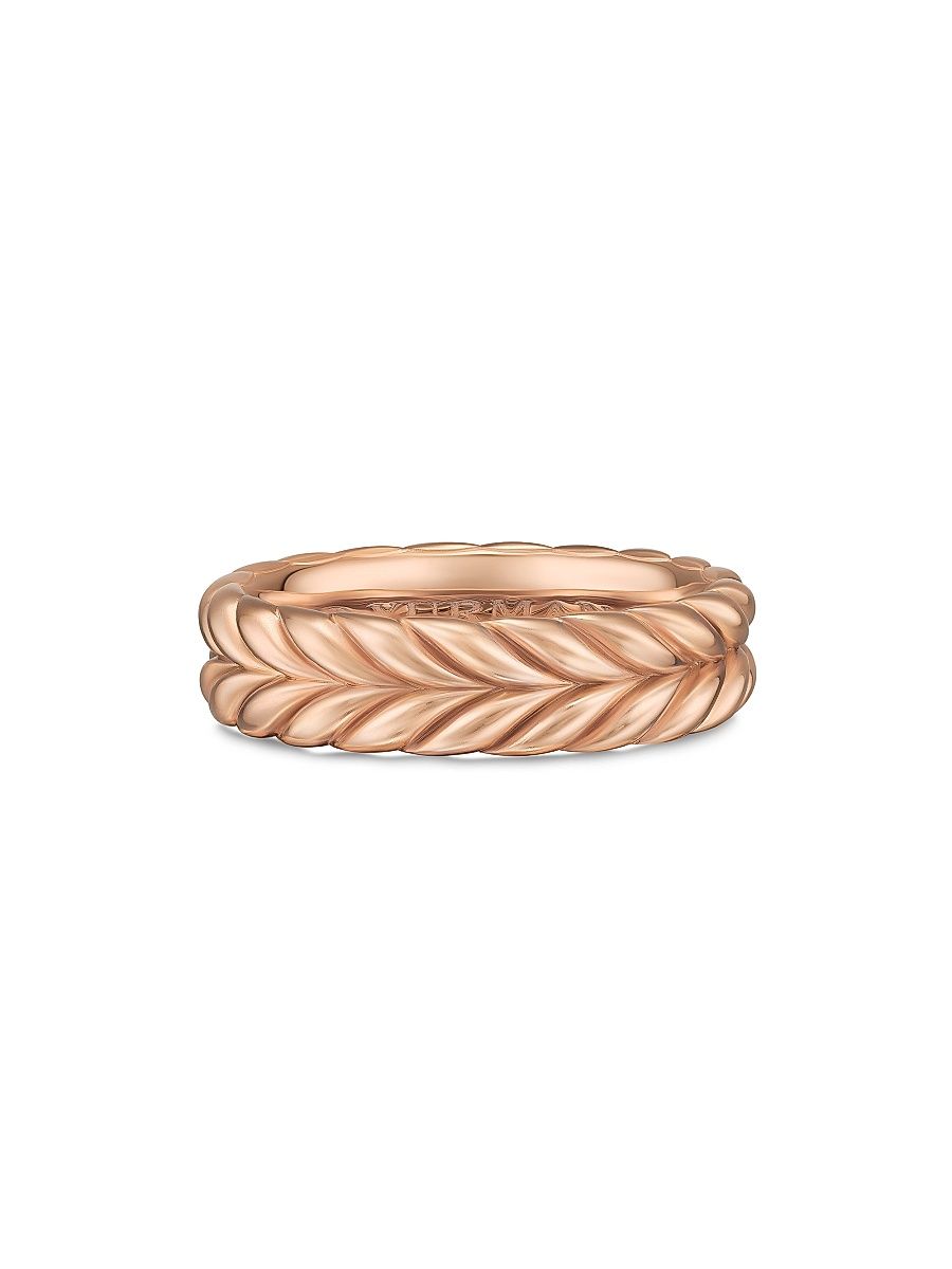 Men's Chevron Band Ring in 18K Rose Gold, 6.2MM - Gold - Size 10