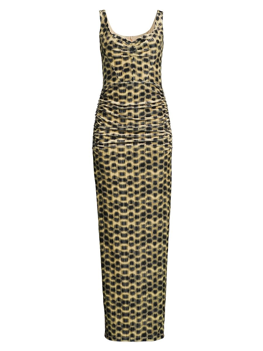 Women's Wilder Printed Stretch-Velvet Sleeveless Gown - Roaring Spots - Size 4