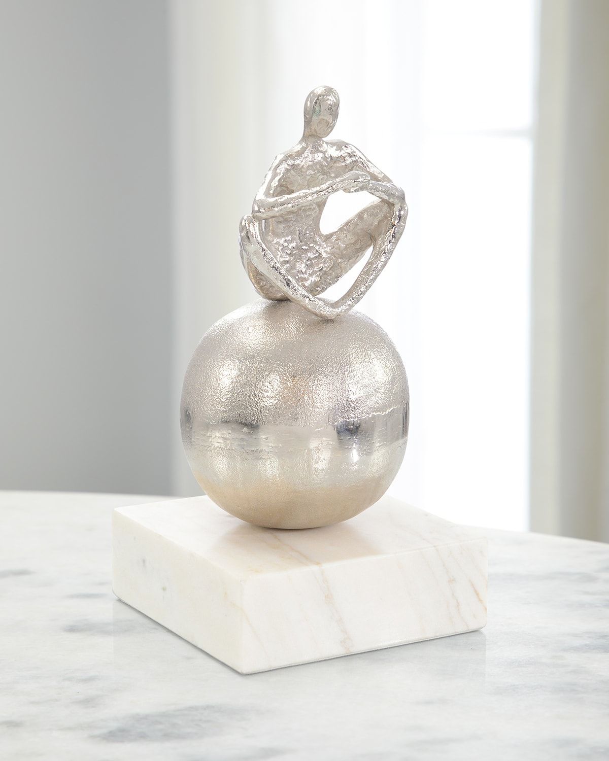 Meditation Sculpture on Marble, Nickle