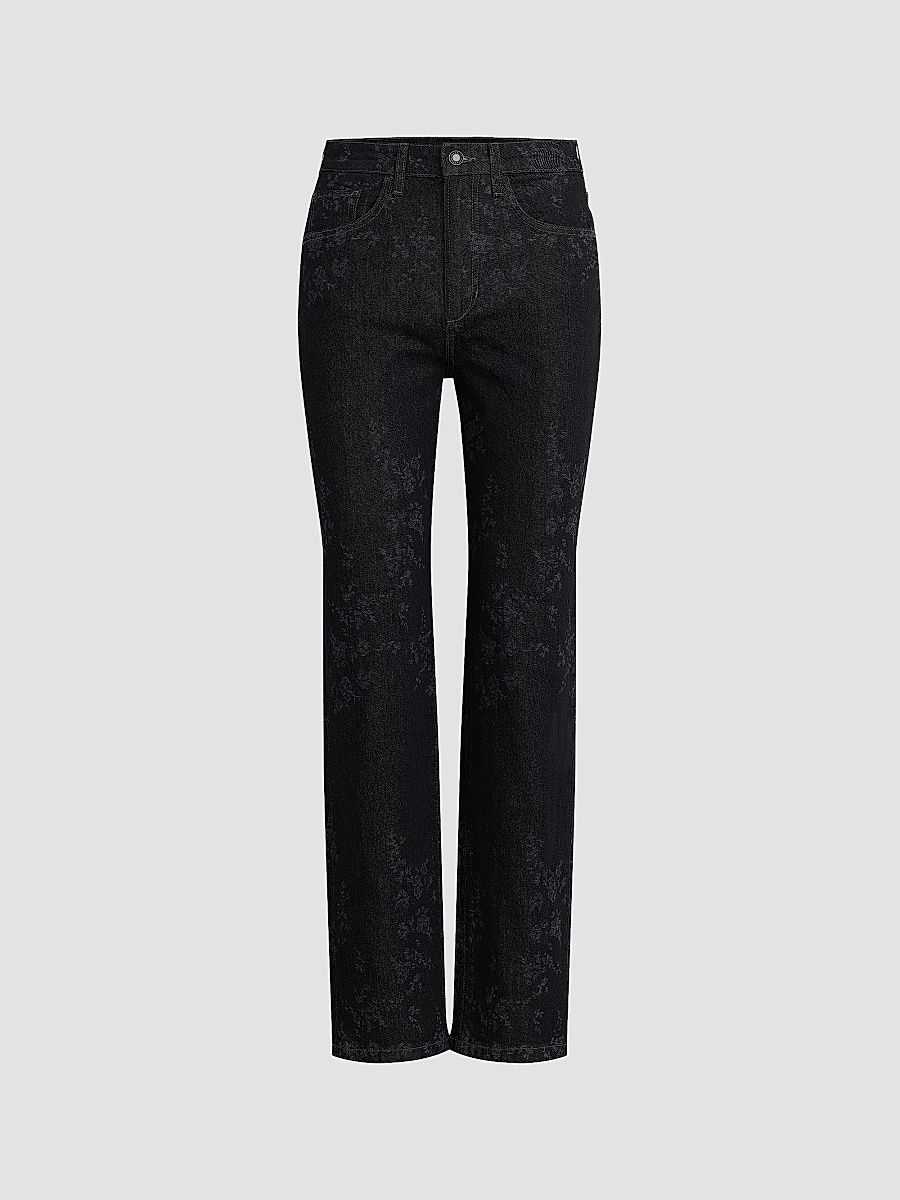 Women's The Valentina Floral High-Rise Straight-Leg Jeans - Magnolia - Size 32