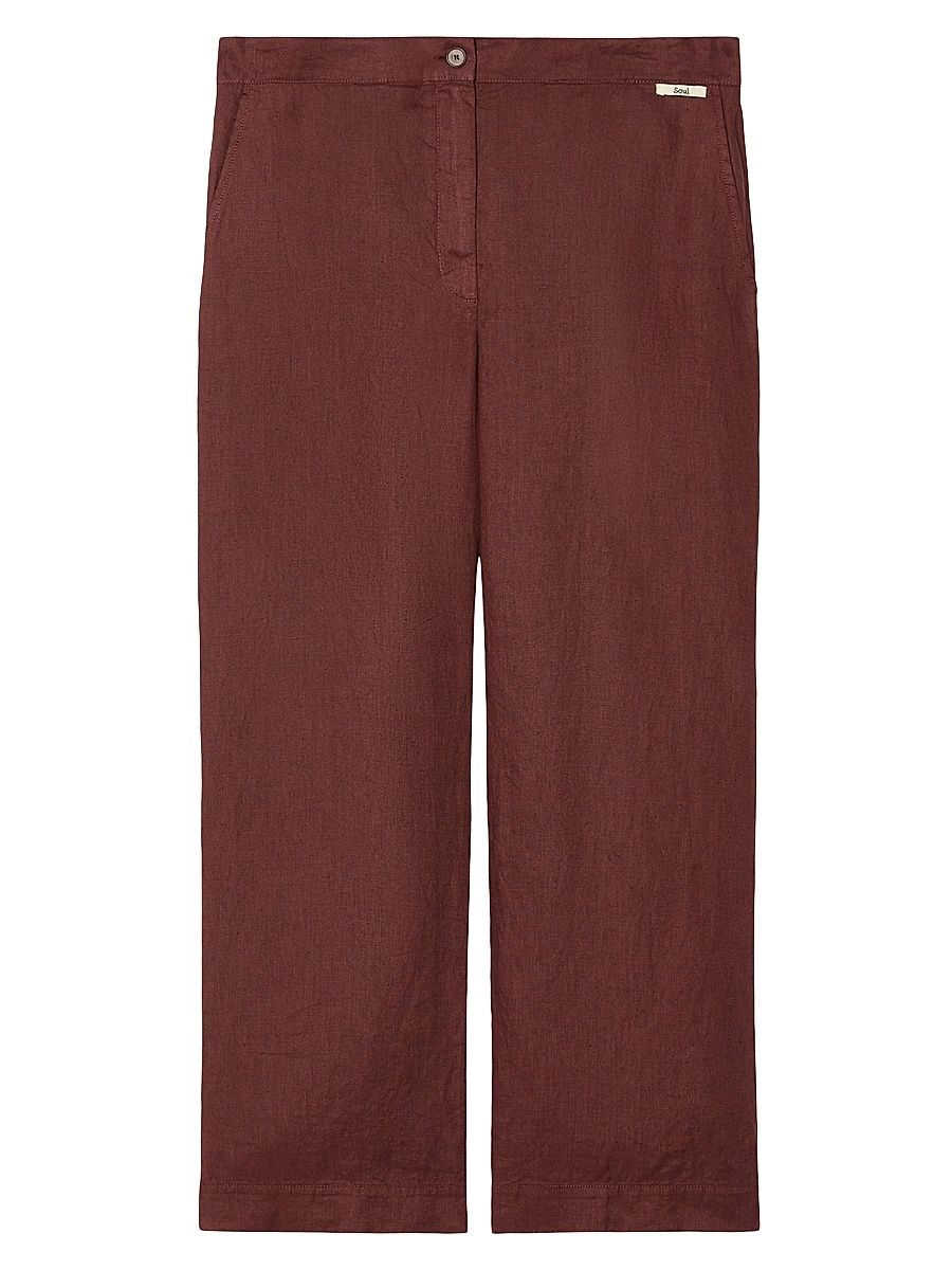 Women's Linen Canvas Trousers - Bordeaux - Size 22