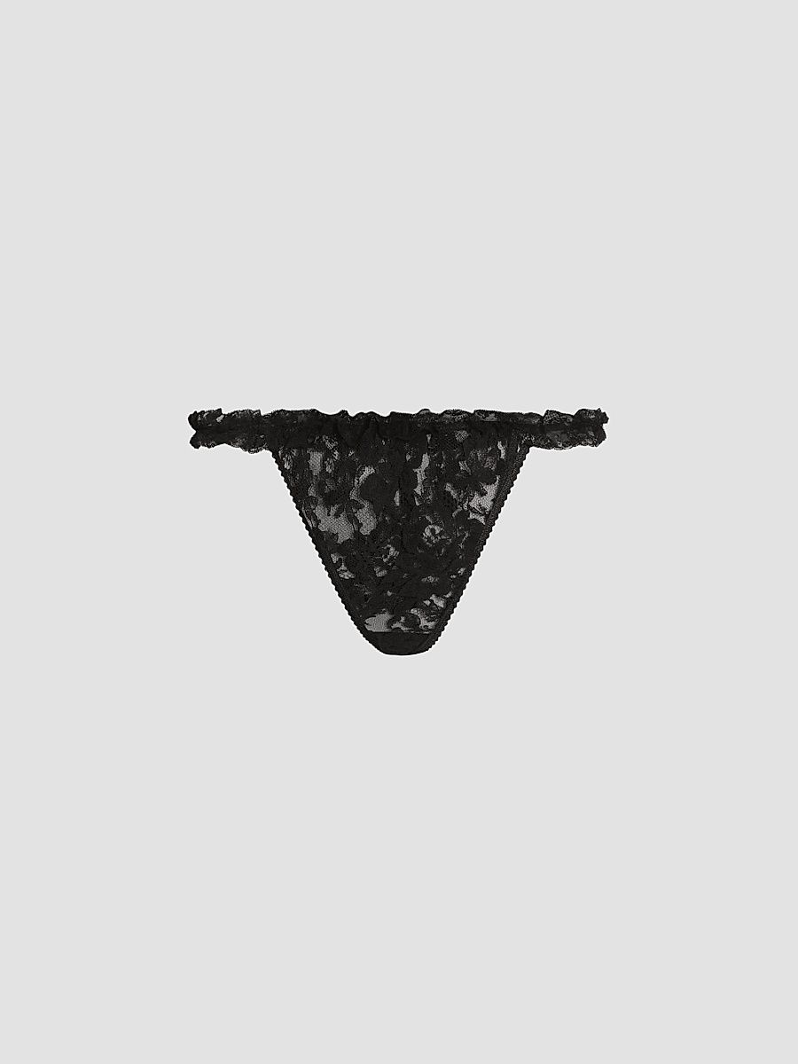 Women's Ruffled Lace Brief - Black - Size XL