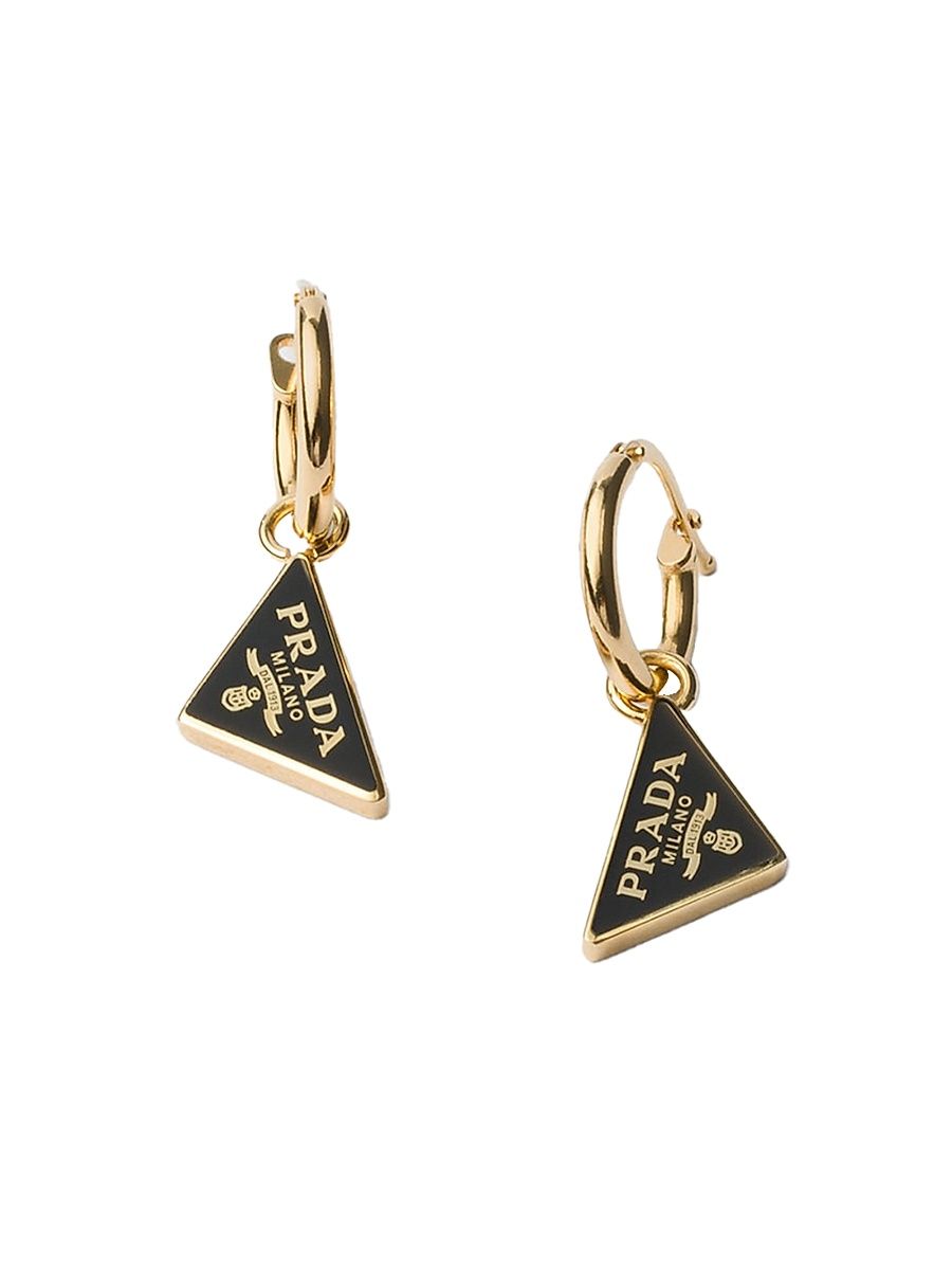 Women's Enameled Metal Earrings - Gold