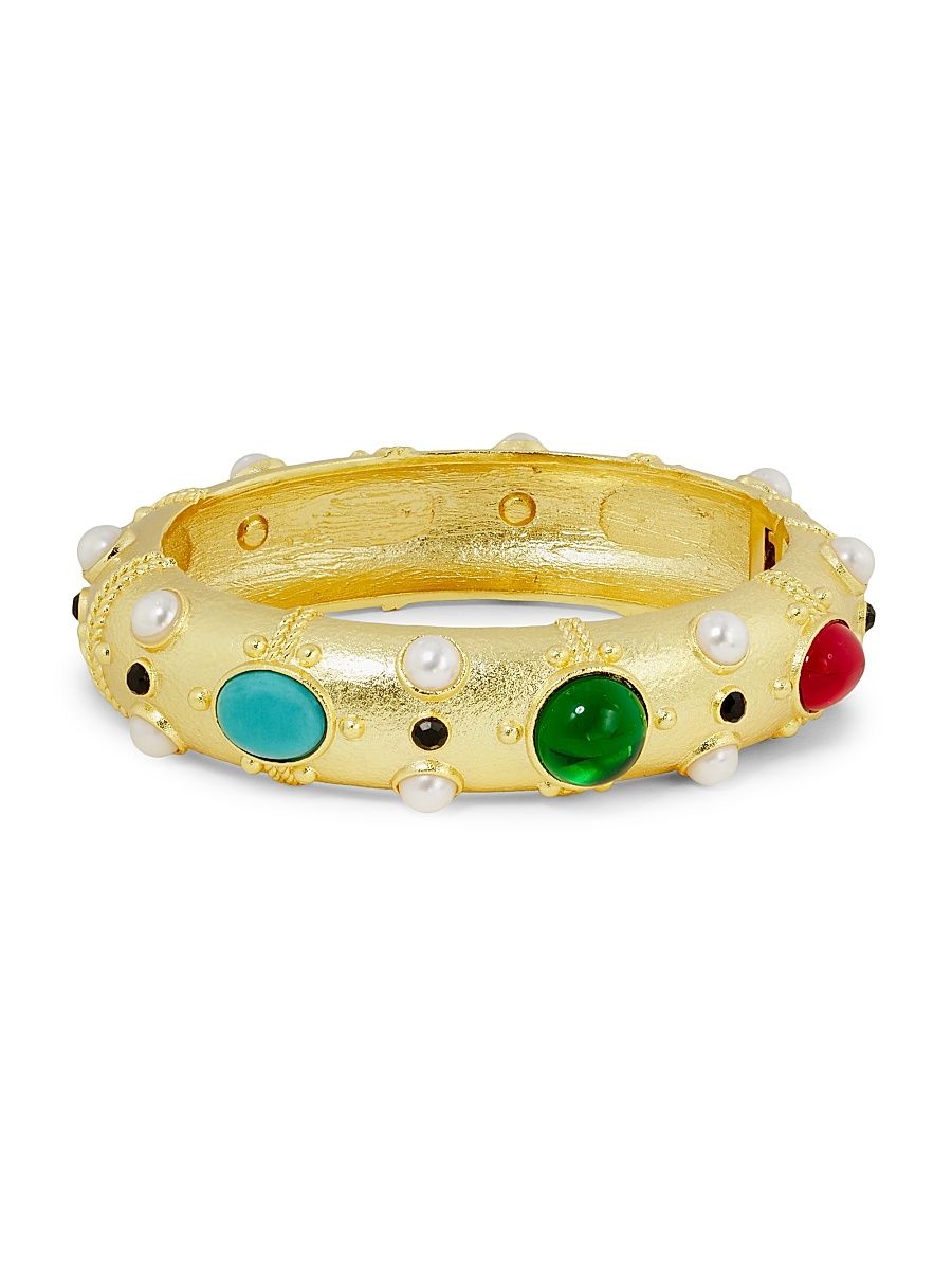 Women's 18K-Gold-Plated & Imitation Gemstone Bangle - Gold