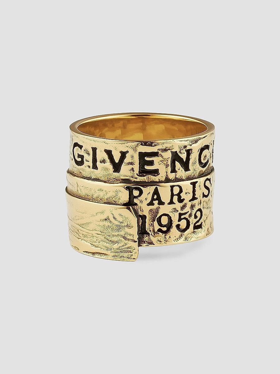 Givenchy Women's Tape Ring in Metal and Enamel - Antic Golden - Size 6.75