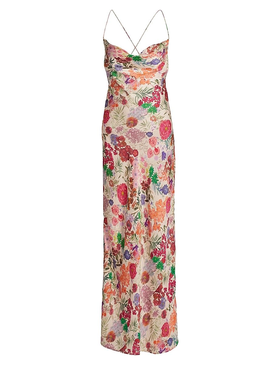 Women's Floral Maxi Slipdress - Floral Pink - Size Large