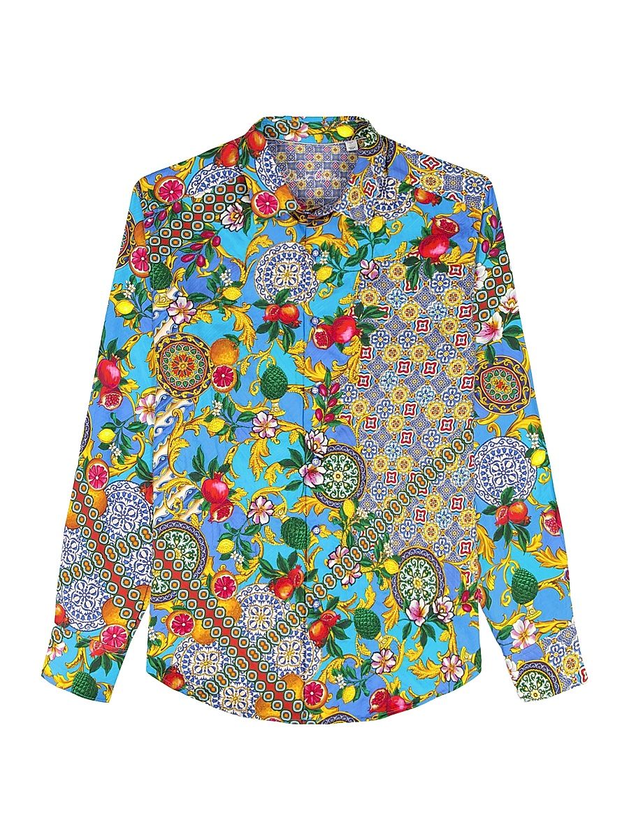 Men's Northumbria Embellished Coast Print Shirt - Size XXXL