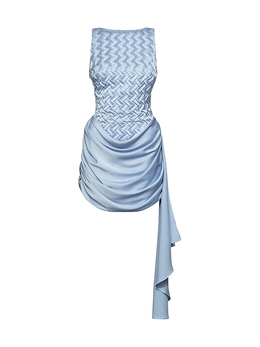 Women's Antonella Draped Woven Boatneck Minidress - Blue Clay - Size 2