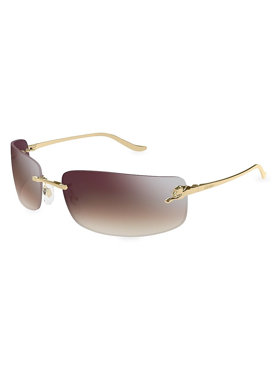 Women's Panthère Classic 71MM Rectangular Sunglasses - Gradient Burgundy Gold