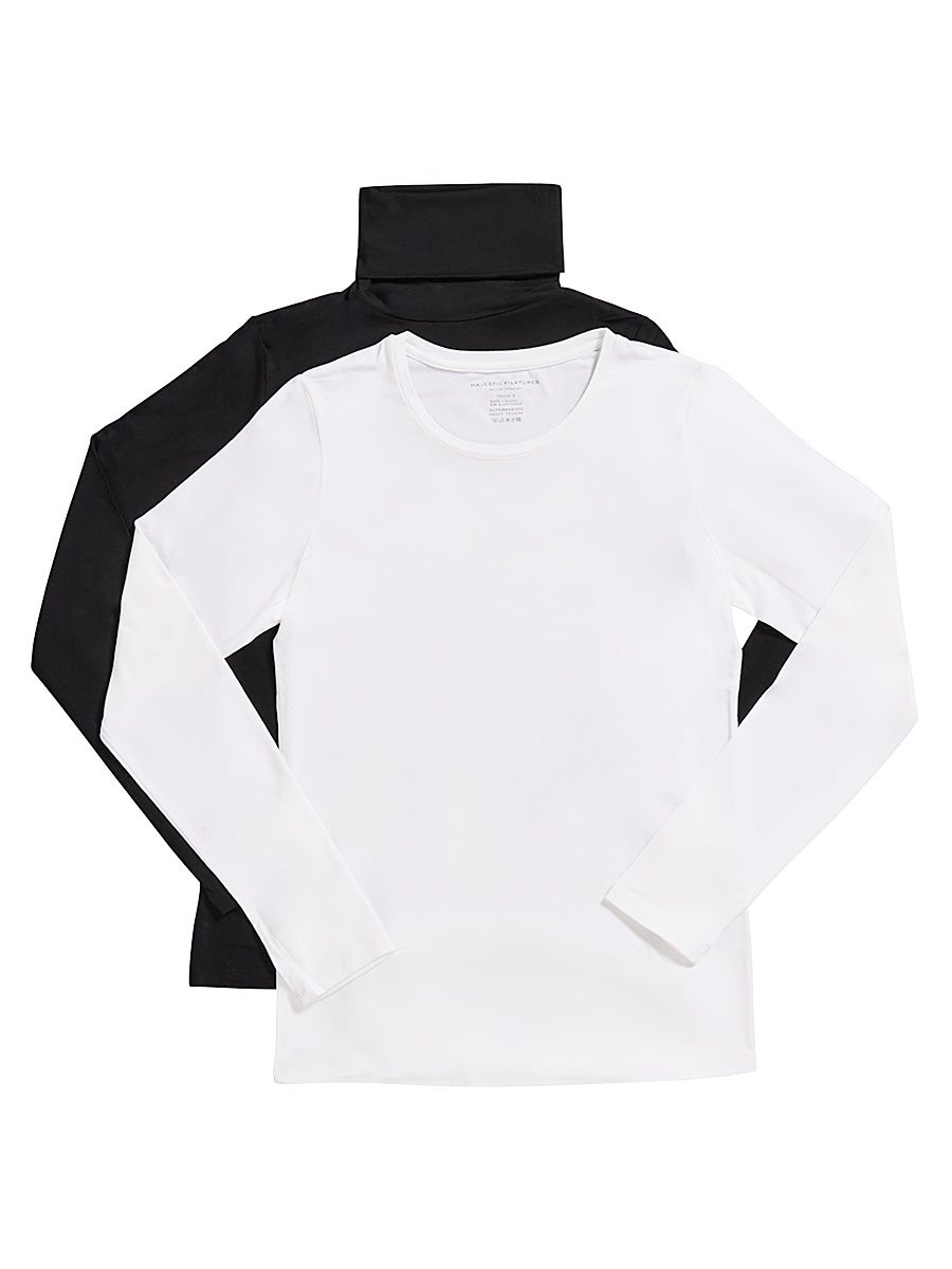 Women's Soft Touch T-Shirts 2-Piece Gift Set - Blanc Noir - Size XS