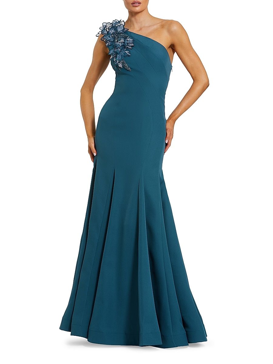 Women's One-Shoulder Mermaid Gown - Ocean - Size 16